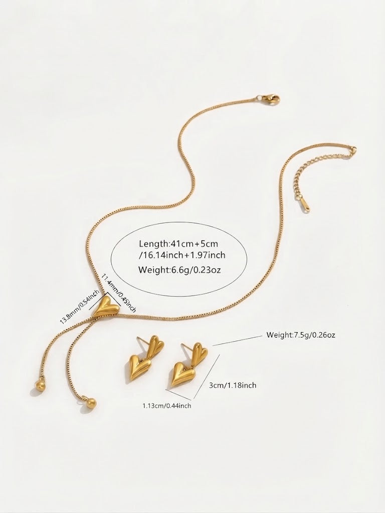 Puffy Heart Jewelry Set