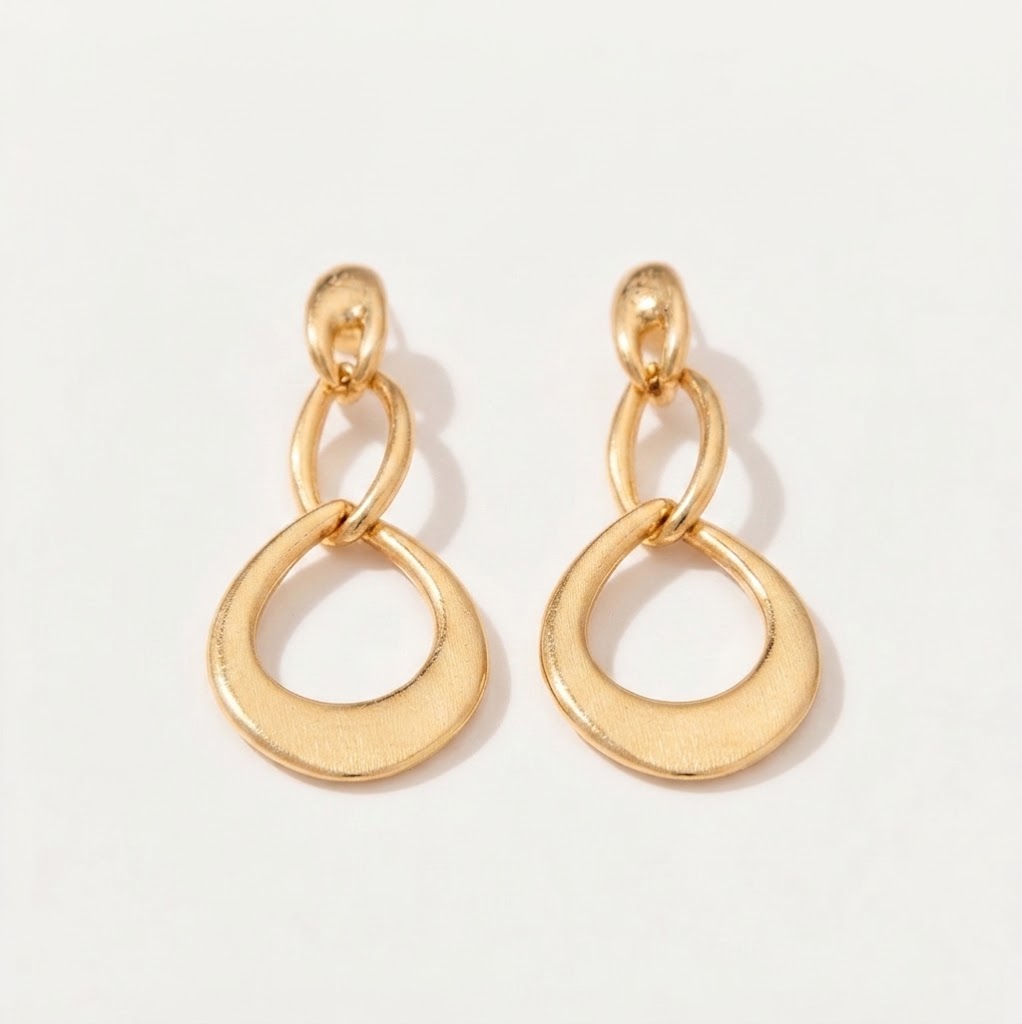 Long Golden Interlinked Teardrop Set
