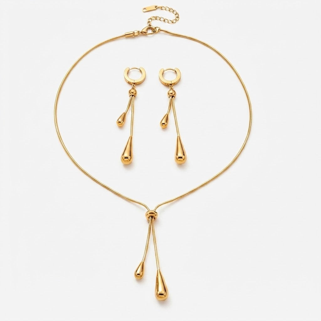 Double Teardrop Snake Chain Set