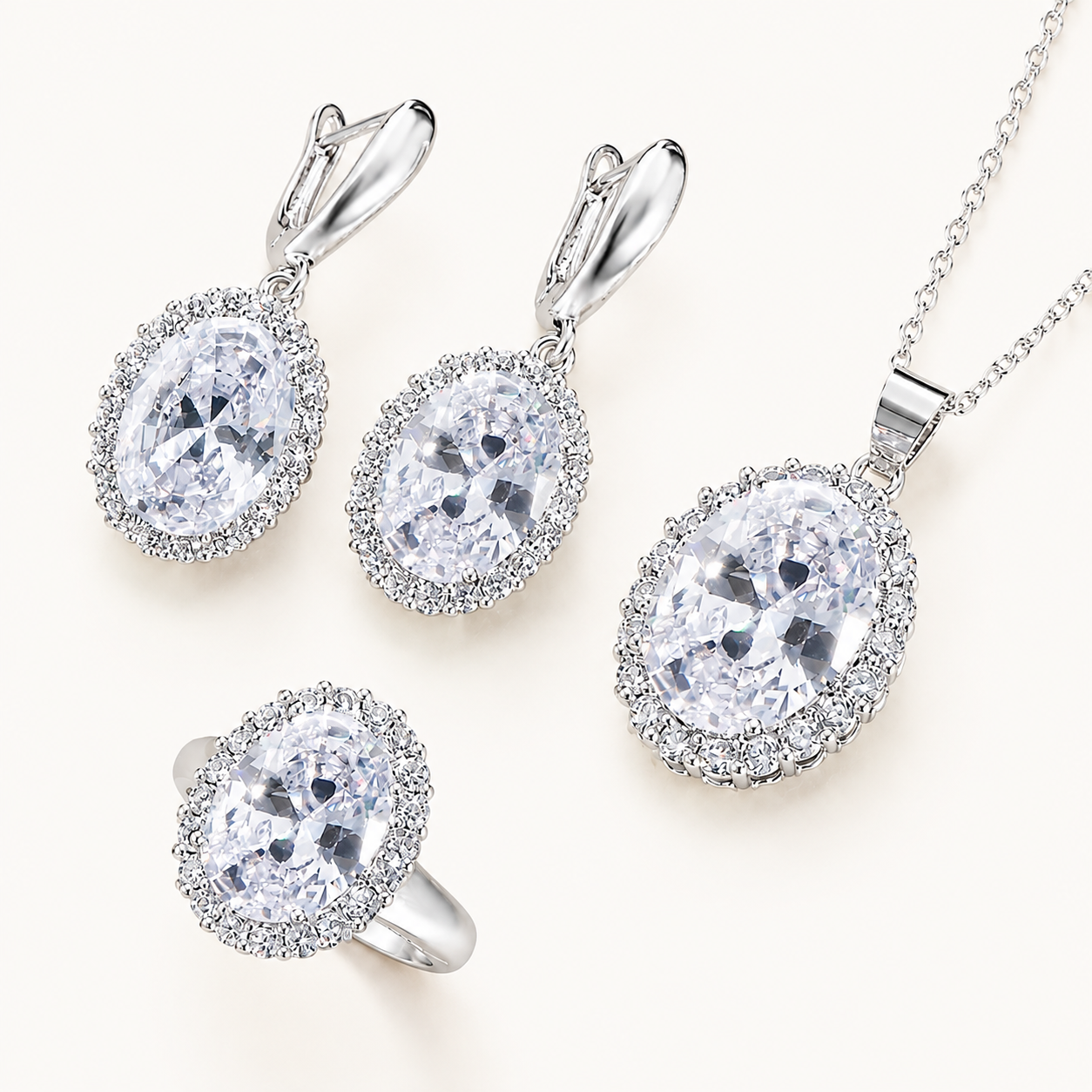 Oval Round Jewelry set