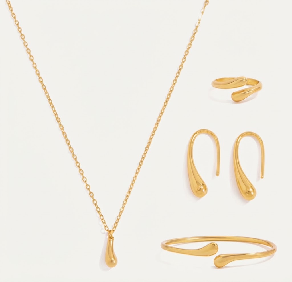 Mini Golden Teardrop Jewelry set