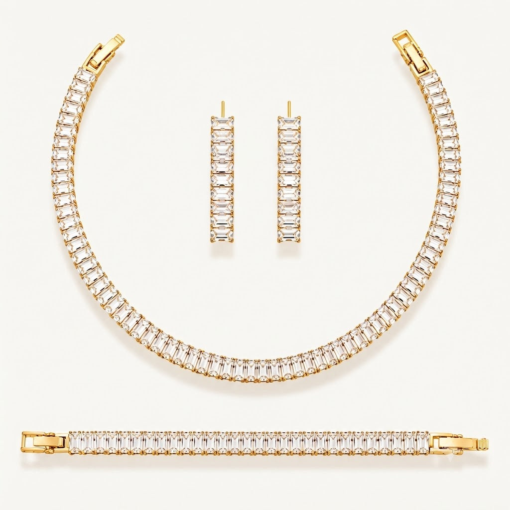 Iced Emerald Baguette Set