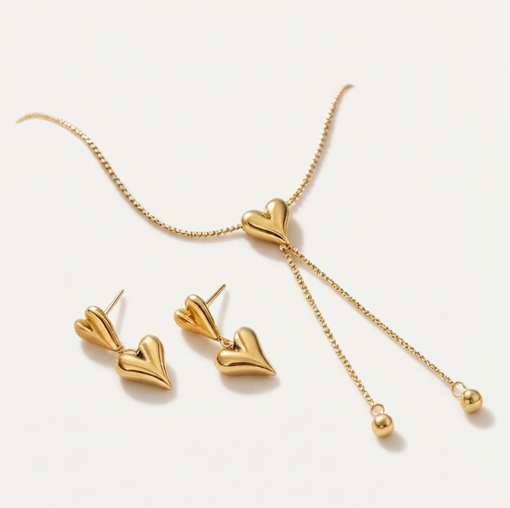 Puffy Heart Jewelry Set
