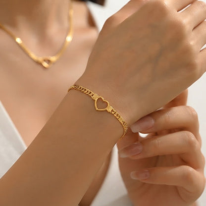 Golden Heart & Link Chain Set