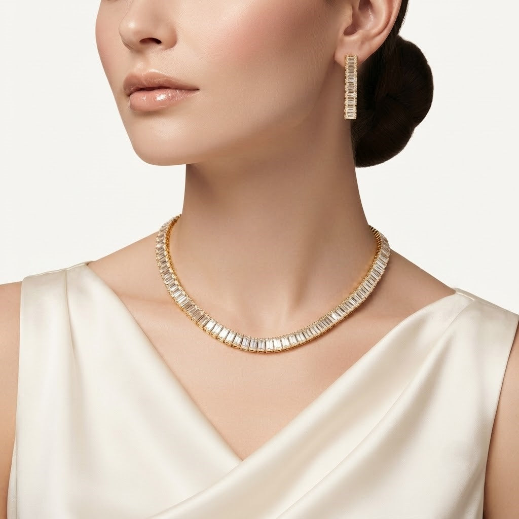 Iced Emerald Baguette Set