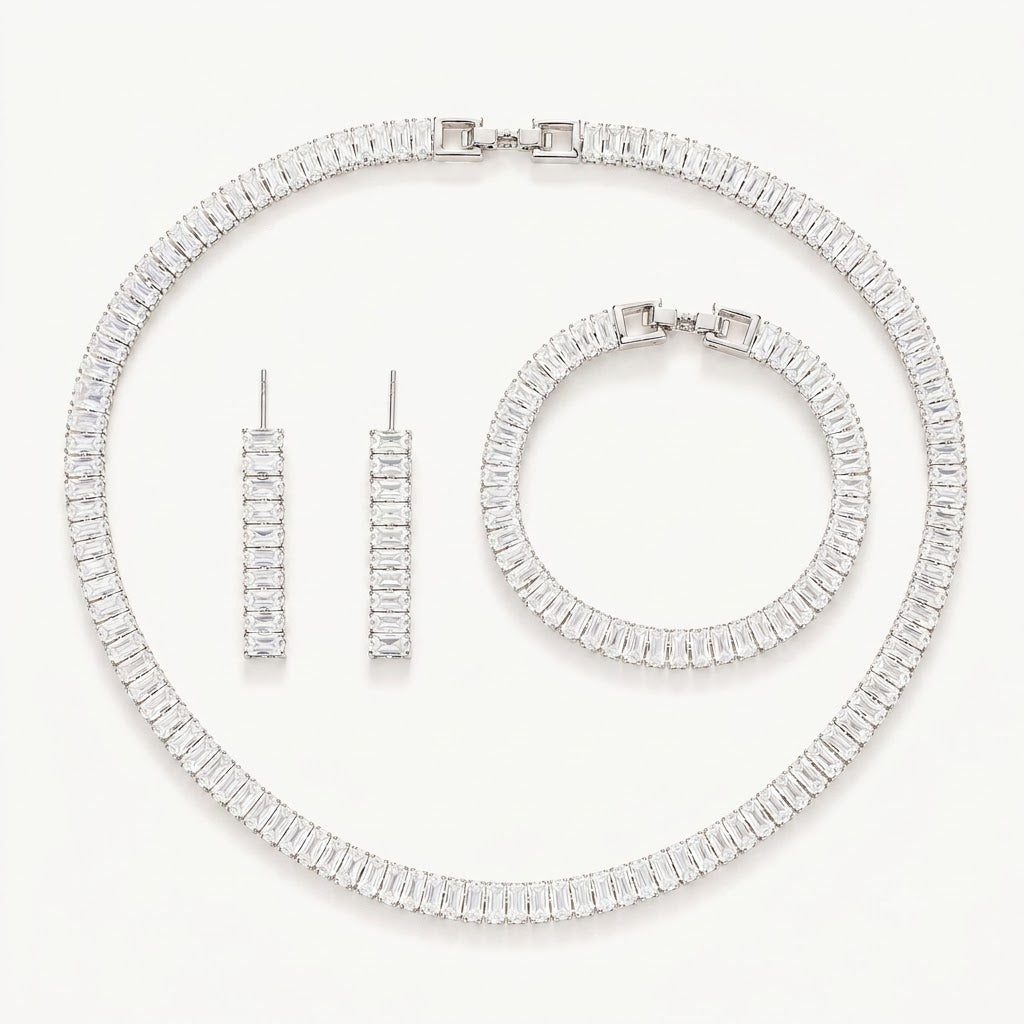 Iced Emerald Baguette Set